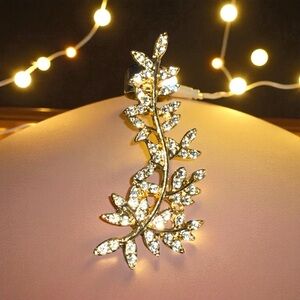Leaf Cuff Earring with Crystals
